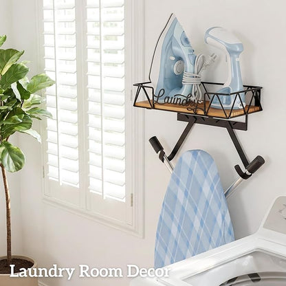 PERFNIQUE Ironing Board Holder Wall Mount, Ironing Board Hanger, Iron Board Wall Mount(T&V Shaped), Iron Storage, Laundry Room Organization&Farmhouse Laundry Room Decor