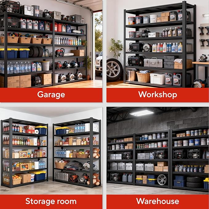 Garage Shelving, Heavy Duty Storage Shelves Metal Shelf Unit Adjustable Industrial Storage Racks for Shop,Warehouse,Basement (83" H X 55" W X 24" D, 6)