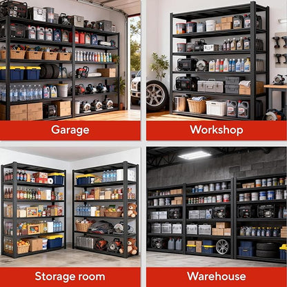 Garage Shelving, Heavy Duty Storage Shelves Metal Shelf Unit Adjustable Industrial Storage Racks for Shop,Warehouse,Basement (83" H X 55" W X 24" D, 6)