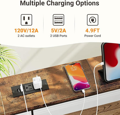 ELYKEN 2 Pack 5.9" Narrow Console Sofa Table with Power Outlets, Total 78.8” Long Behind Couch Table with Charge Station and 5.9’ Extension Cord for Living Room, 5.9"D x 78.8”W x 29.5”H, Rustic Brown