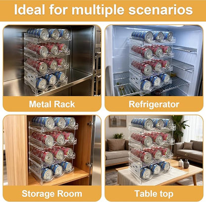 Cat Food Can Organizer,Can Organizer for Pantry,4-Layers Transparent Cat Food Storage Container Holds 72 (3.5oz) Cans,Canned Food Organizer and Storage for Countertop Kitchen Cabinet(4 Layers)