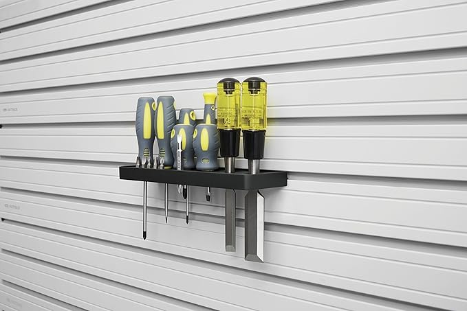 Rubbermaid FastTrack Wall Tool Tray, Black, Garage Organization System, Easy Wall Mount Tray for Tool Storage, Easy Assembly
