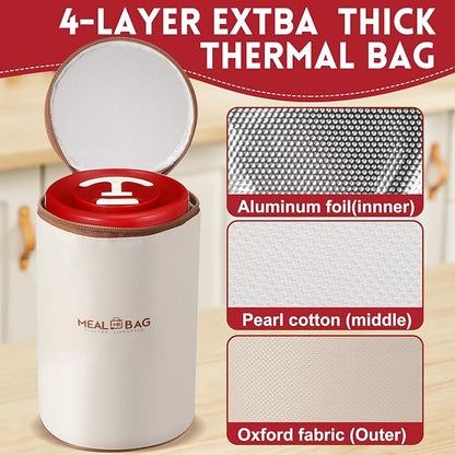 Dandat 3 Pcs Portable Insulated Lunch Container Set for Adult, Stackable Stainless Steel Bento Box for Hot Food with Insulated Lunch Bag Unisex 3 Separate Thermal Food Container(Red)