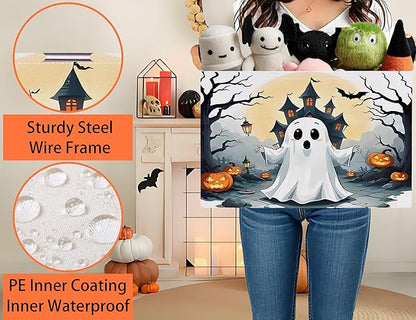 Large Halloween Themed Candy Gift Boo Basket for Kids Baby Personalized Adults Storage Bin Fall Decor(Terror Spooky Pumpkin)