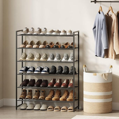 Shoe Rack, Metal Shoe Organizer, 6 Tier Garage Shoe Rack Max Holds 30 Pairs,Shoe Storage Shelf for Closet,Entryway, Black