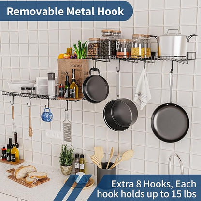 4 Pack Garage Wall Shelf, Wall Mounted Storage Shelves, Heavy Duty Metal Shelves for Room Wall, Loads 160 LBS Floating Shelves Mesh Storage Rack for Garage, Office, Basement,Wall Cabinet and Kitchen