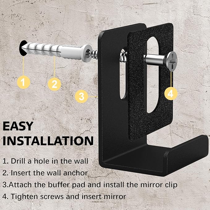 6Pcs Metal Mirror Clips Wide Channel Mirror Hanger Clip Large Heavy Clips for Mirrors with Screw Mirror Clips for Wall Mounting Mirror Billboard Displays Tile Display