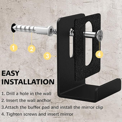 6Pcs Metal Mirror Clips Wide Channel Mirror Hanger Clip Large Heavy Clips for Mirrors with Screw Mirror Clips for Wall Mounting Mirror Billboard Displays Tile Display