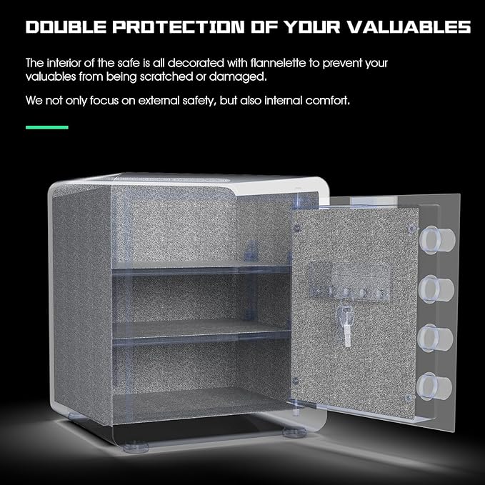 kavey 1.7 Cub Safe Box, Home Safe with Digital Keypad and Dual Alarm System, Money Safes box With Mute Function and LED Light, Safes with Removable Shelf, Safes for Money Valuables