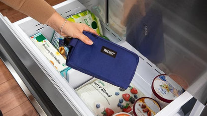 PackIt® Freezable Snack Box, True Blue, Built with ECOFREEZE® Technology, Collapsible, Reusable, Zip Closure with Buckle Handle, Designed For Work Snacks, Fresh Snacks On the Go, Adults, and All Ages