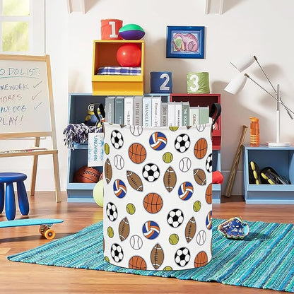 LANGYASHAN Laundry Basket Canvas Fabric Collapsible Organizer Basket for Storage Bin Toy Bins Gift Baskets Bedroom Clothes Children Nursery Hamper (Colorful Balls)