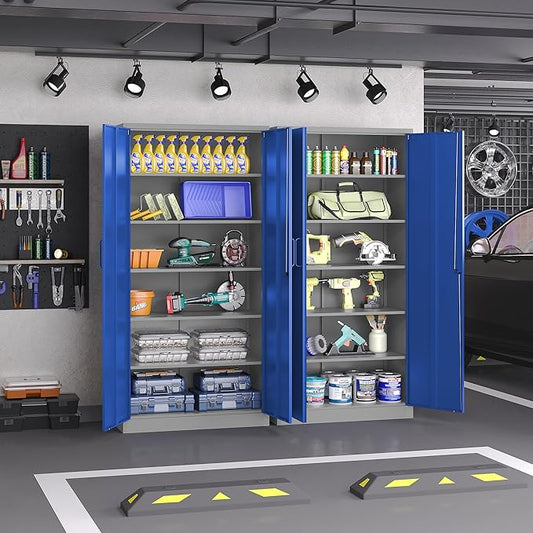Metal Garage Storage Cabinet,Steel Storage Cabinet with Doors and Adjustbale Shelves,Lockable Tool Cabinet for Garage,Basement,Home Office,School
