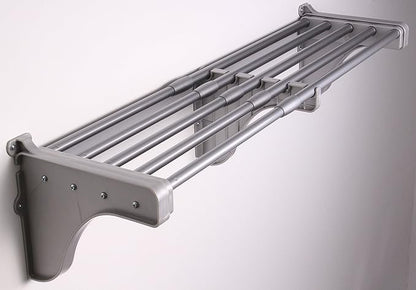 EZ Shelf-Expandable-Closet Shelf (NO Hanging Rod)- 42.5” to 75” -Silver-Easy Install to Backwall(Floating)-Wire Closet Shelving Alternative-(EZS-S72S-1-2)
