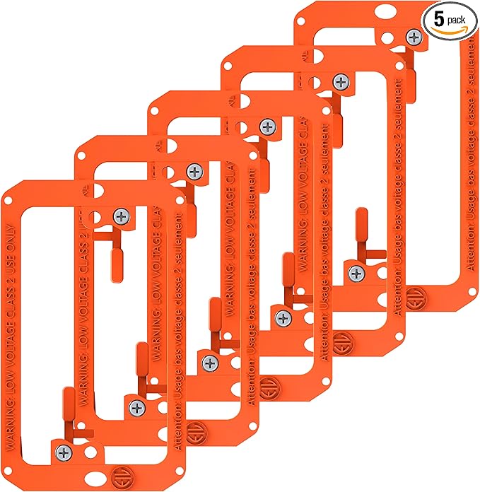 BWP Low Voltage Mounting Bracket 1 Gang, 5 Pack for Single Gang Wall Plate, Telephone Wires, Network Cables, HDMI, Coaxial, Speaker Cables - Low Voltage Box Cable Wall Plate Bracket, Mud Ring