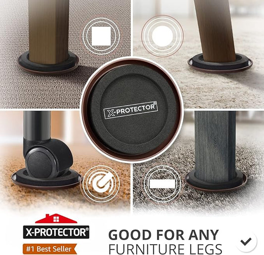 Furniture Sliders for Carpet X-PROTECTOR 8 PCS 4 3/4" - The Best Heavy-Duty Moving Pads - Sliders for Furniture with Unique Design. Move Your Furniture Easily with Furniture Sliders for Carpets!