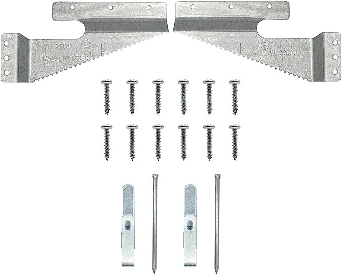 PHS Wall Buddies Large Picture Hanger – Supports 60 lbs, 5 Pack Self-Leveling Sawtooth Mounting Brackets for Wood Frames, Secure Picture Hanging Hardware – Includes Hooks, Nails & Screws
