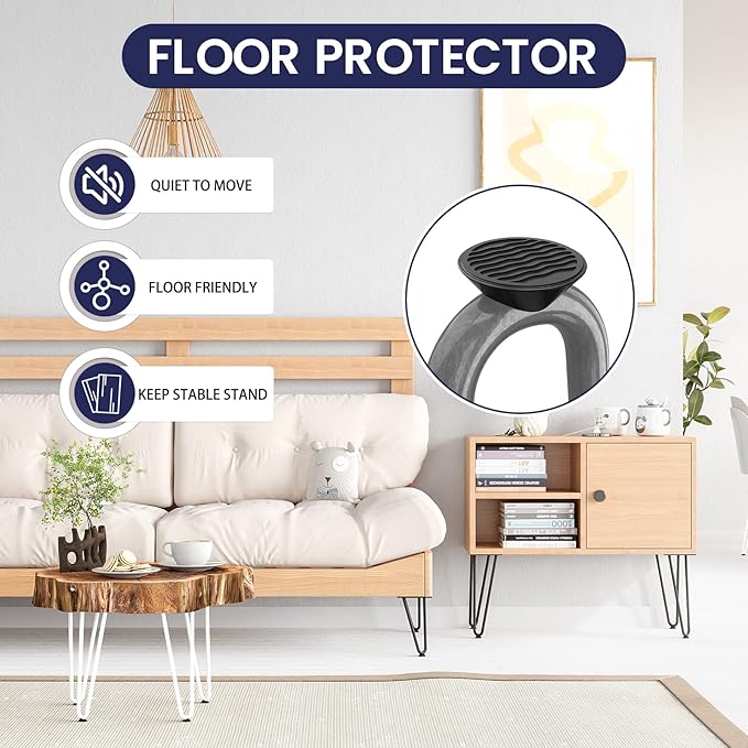 SMARTSTANDARD 8 Inch Heavy Duty Hairpin Furniture Legs, Metal Home DIY Projects for TV Stand, Sofa, Cabinet, etc with Rubber Floor Protectors Gray 4PCS