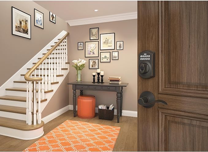 Schlage BE365 V CAM 716 Camelot Keypad Deadbolt, Electronic Keyless Entry Lock, Aged Bronze