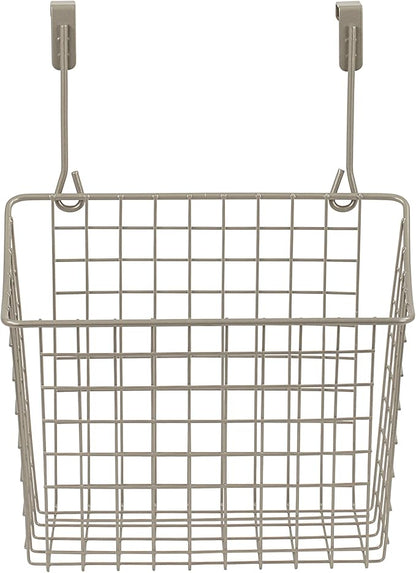 Spectrum Hanging Baskets for Organizing (Large, Satin Nickel) - Grid Over the Cabinet Wire Basket- Kitchen or Bathroom - Door Hanging Storage Organizer for Cleaning Supplies, & Towels (Pack of 6)