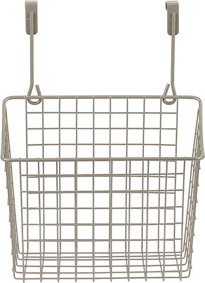 Spectrum Grid Over The Cabinet Wire Storage Basket Large (Satin Nickel Powder Coat) - Organizer for Bathroom, Kitchen, Under Sink, Pantry, Hair Tools, & More (Pack of 2)