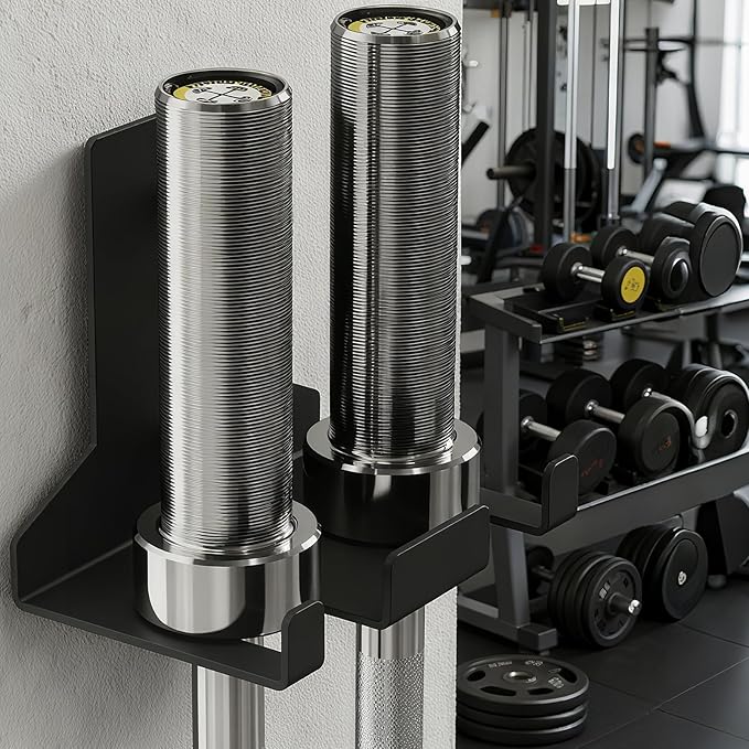 POWER GUIDANCE Olympic Barbell Hanger,Garage Gym Bar Wall Rack,Vertical Barbell Mount Rack,Space Saving Commercial or Home Gym Accessory