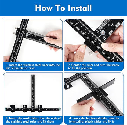 Aluminum Cabinet Hardware Jig, Punch Locator Drill Guide,Wood Drilling Dowelling Guide for Installation of Handles Knobs on Doors and Drawer, Cabinet Template Tool for Handles and Pulls