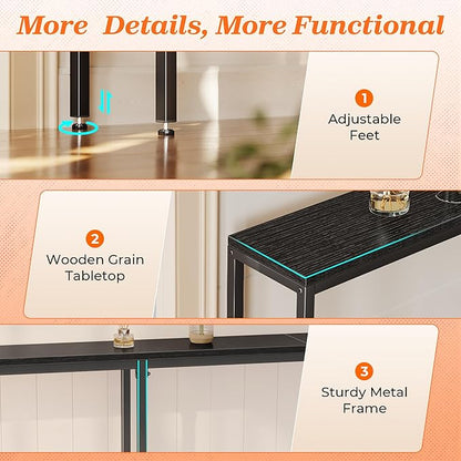 SUPERJARE 102.4 Inch Sofa Table with Power Outlets and USB-C Port, 5.9 Inch Narrow Console Tables, Entryway Hallway Couch Tables with Storage, Behind Sofa, Small Spaces, Living Room, Black