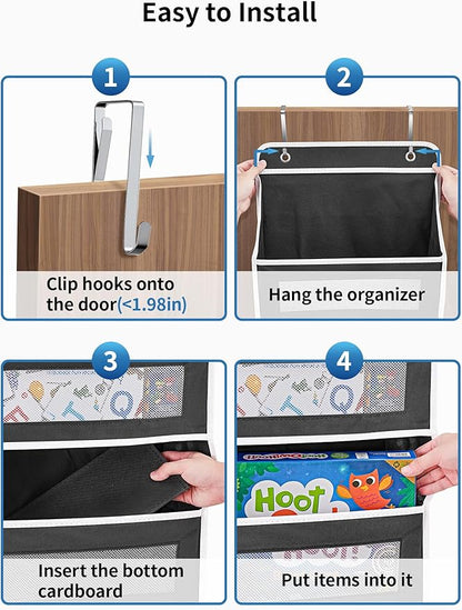 JARLINK Over the Door Organizer Storage, 5 shelf Hanging Organizer with 5 Large Capacity Pockets, Anti Tilt 44 lb Load Behind Door Storage for Bedroom, Bathroom, Pantry, Nursery, (Black) | Anti Tilt, 44 lb Load, Behind Door Storage