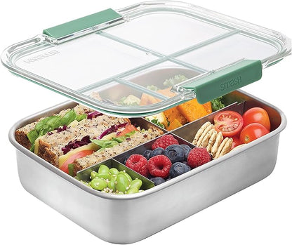 Smash Stainless Steel Bento Lunch Box, 5 Compartments, Sage, 47.3 fl oz