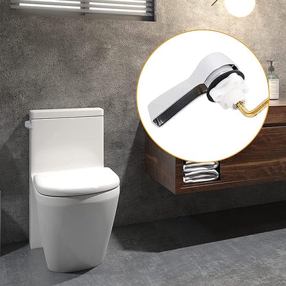 Hibbent Universal Metal Side Mount Toilet Handle Replacement Kit, Brass Toilet Flush Tank Lever with Stainless Steel Flapper Chains for Most Toilets, Chrome Finish