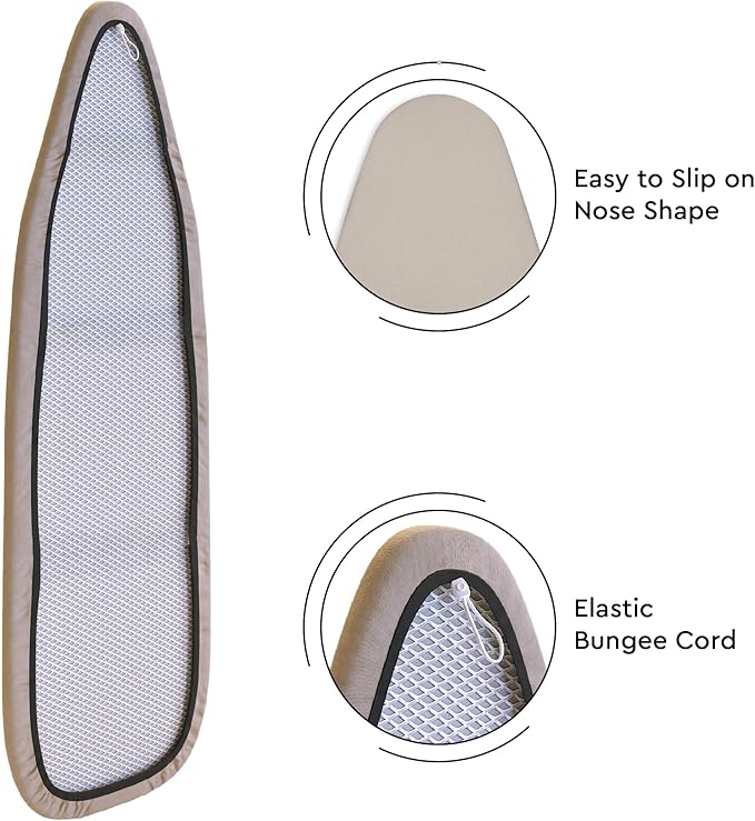 Encasa XO Ironing Board Cover and Pad 42"x14" - 4mm Felt Medium Iron Board Cover with Padding - Heat Resistant, Stain-Safe Dye, Non Slip Elastic Bungee Cord Tightening Iron Table Cover Orange