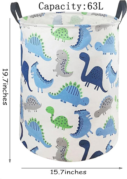 Kids Hamper Storage Basket Nursery Bins Baby Gift Toy Organizer Box Laundry Basket Large Canvas Collapsible Chest for Home/Dorm/Kitchen/Pet/Closet/Shelf/Room Decor(Dinosaur)