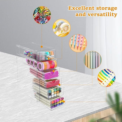 Makeup Organizer, Desk Organizer, Drawer Organizer Makeup Hair Accessories Organizer with 5/6 Sliding Drawers Large Capacity Drawer Storage for Cosmetic Jewelry Pen Stationary (6 layers)