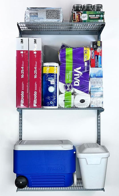 Triton Products 3 Tier Wire Shelving Unit for Home and Garage with 375 Lb Load Capacity 33" W x 63" H x 16" D (Gray)