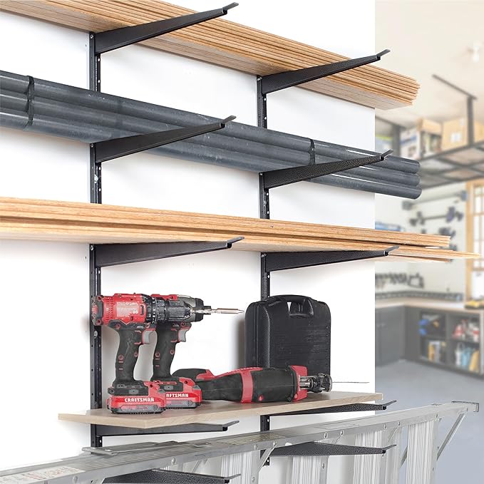 Heavy Duty Wood and Lumber Storage Rack (2-Pack), Holds Up To 960 lbs - Easy to Install Mounted Rack - Steel Construction Storage Solution For Garage, Basement & Pantry by Delta Cycle