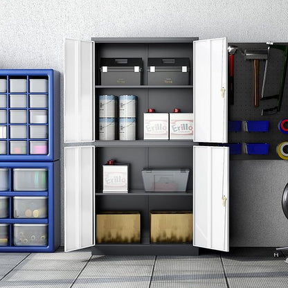 Metal Storage Cabinets with Locking Doors,71" Tall Garage Cabinet with 3 Adjustable Shelves, Lockable Steel Office Storage Caninet Tool Cabnet for Home Office,Garage, Pantry