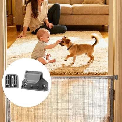 Retractable Baby Gate Replacement Parts Kit, Extension Hardware Set with 2 Latches 2 Brackets & Screws for Baby Gate Wall Mounting (Gray)