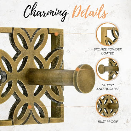 Autumn Alley Two Brass Hooks, Bathroom Towel Hook, Robe Hook Wall Mounted - Decorative Wall Hooks for Towel, Robe, Cast Coat and Door Hook for Bathroom Modern Unique Style, 2 Pack