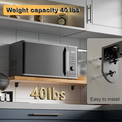 Alise 4Pcs Shelf Brackets Black, Stainless Steel Floating Shelf Brackets Corner Brackets, L Brackets for Shelves, 90 Degree Angle Bracket, Heavy Duty Shelf Brackets for Wood Furniture (1.97X1.97 in)