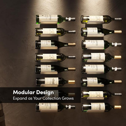 Wall Mounted Wine Rack Set – 6-Piece Aluminum Bottle Holders with Non-Slip Cork Pads for Secure Storage