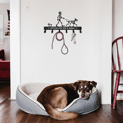 Skull Dog Paw Shaped Wall Mount Leash and Key Hook - Gothic Home Decor Organizer（Black Iron Vein）