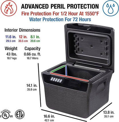SentrySafe Charcoal Gray Waterproof and Fireproof Safe, Lock Box with Keypad for Documents and Hanging File Folders, Exterior: 14.1 x 16.6 x 13.8 Inches, ‎FHW40300