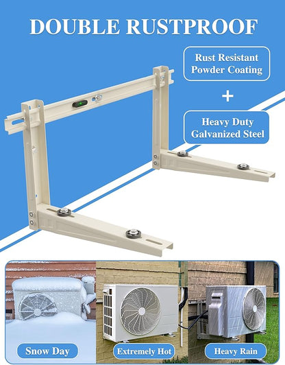 Mini Split Wall Mounting Bracket Outdoor, for 7000-12000 BTU Universal Ductless Air Conditioners, Heat Pumps, Heavy-Duty Mini Split AC Mount, Foldable Mini Split Bracket Max 400 Lb Capacity