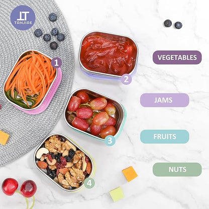 8oz Small (1 CUP) Stainless Steel Snack Containers for Kids and Toddlers (Ages 1-3) | Easy Open Leak Proof Food Containers with Silicone Lids - Perfect Metal Lunch Box for Daycare and School