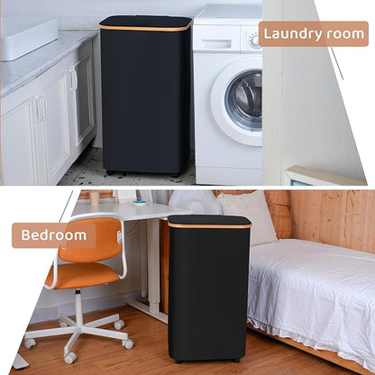 Laundry Basket with Wheels, 110L Black Clothes Hamper for Laundry, Laundry Hamper with Lid and Inner Bag, for Laundry Room, Bedroom, Dormitory Storage,Black