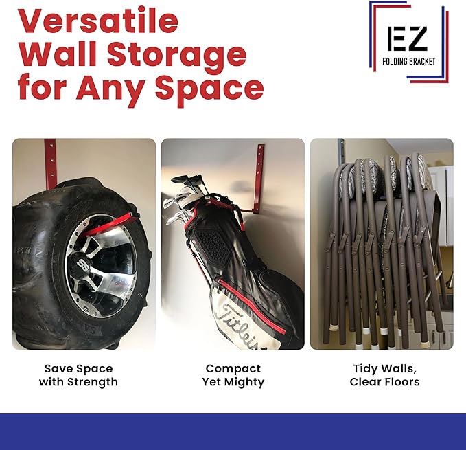 EZ Folding Bracket Large (13 Inch) 1PK Heavy Duty Folding Shelf Bracket - Single Collapsible Wall Mount Bracket, 75 lbs Capacity, Patented Space-Saving Design, Hanger for Garage, Basement