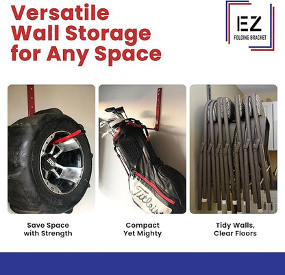 EZ Folding Bracket Large (13 Inch) 1PK Heavy Duty Folding Shelf Bracket - Single Collapsible Wall Mount Bracket, 75 lbs Capacity, Patented Space-Saving Design, Hanger for Garage, Basement