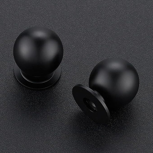 12 Pack Black Cabinet Knobs, Round Dresser Knobs, Ball Kitchen Cabinet Hardware, 0.95" Diameter