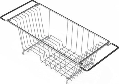 Simple Houseware Over Sink Counter Top Stainless Steel Dish Drainer Drying Rack, Chrome