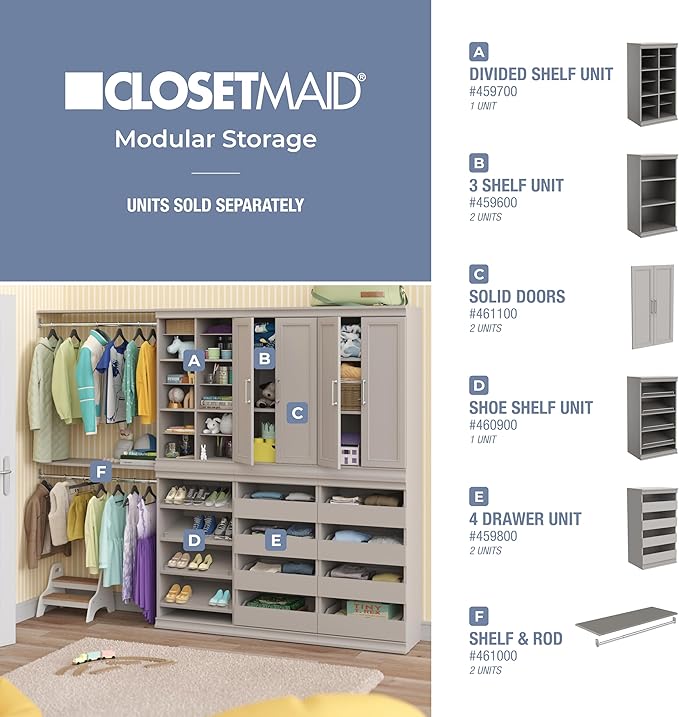 ClosetMaid Modular Storage Shelf and Hang Rod Kit, Taupe